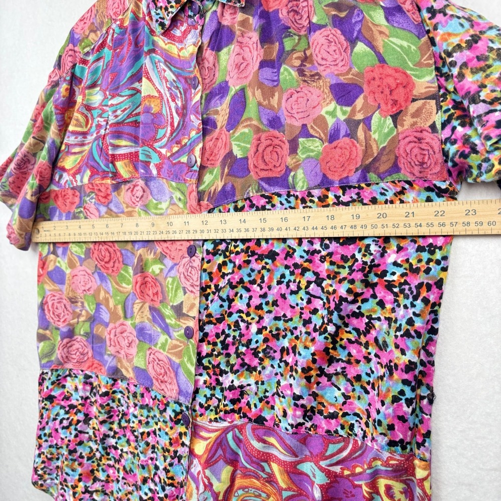 Nuovo‎ Rayon Blouse Womens M Patchwork Floral Paisley Boho Eclectic - Picture 9 of 9